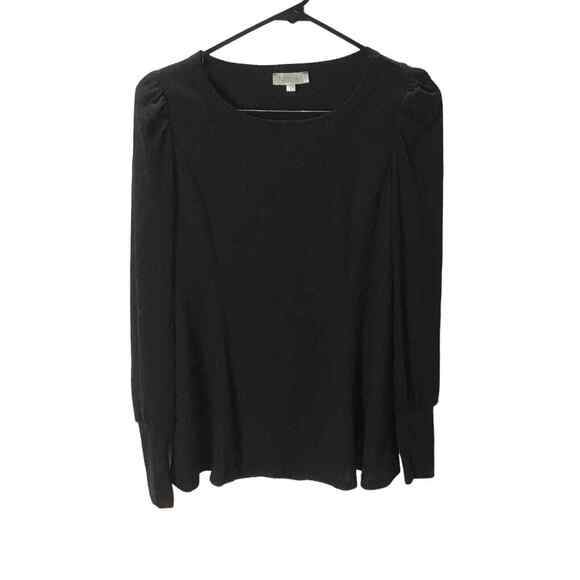 Status By Cheanult Women’s Black Puff Shoulder Long Sleeve Top Size M NWOT - Picture 3 of 16